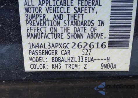 2016 Nissan Altima 2.5 Sr z USA, uszkodzony, nr VIN 1N4AL3APXGC262616